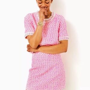 Lilly Pulitzer Kels Mini Skirt in Pink Palms Fantasy Tweed, Size 8